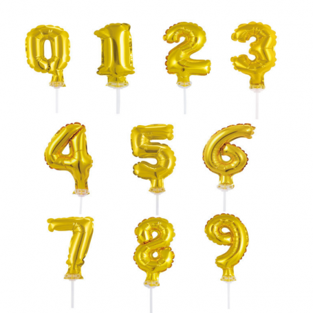 Miniballonger Guld med siffror 0-9