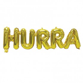 Folieballong "HURRA" helium guld text födelsedag student