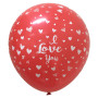 Latexballong med tryck I love You och hjärtan 8-p