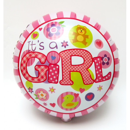 Folieballong med text Baby Girl Rosa