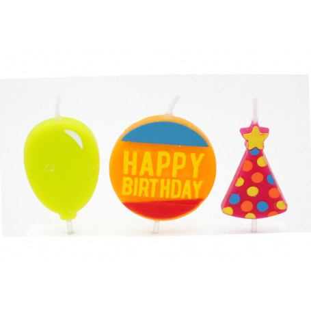 Dekorativa tårtljus Happy Birthday 3-p