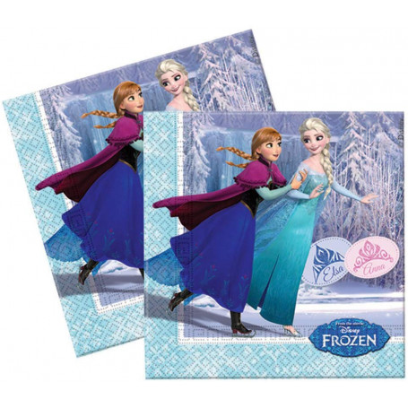 Servetter med motiv från Frost/Frozen, Anna och Elsa som åker skridskor tillsammans.