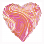 Marmorerad hjärta folieballong rosa
