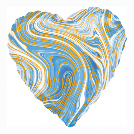 Marmorerad hjärta folieballong blå