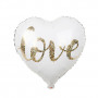 Folieballong hjärta vit med glitter text Love