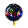 Happy Birthday folieballong svart