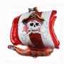 Piratskepp folieballong i röd och vit med dödskallar