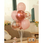 Konfettiballong kit roséguld med ballongpinnar & ställning