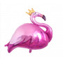 Rosa folieballong flamingo med guldkrona XL