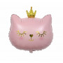 Folieballong rosa katt prinsessa med guld krona