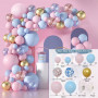 Ballongbåge pastell rosa blå guld konfetti