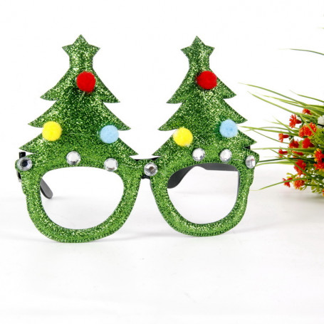 Julglasögon julgran med strass och julgranskulor