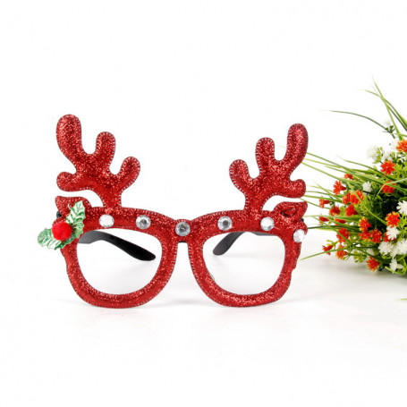 Julglasögon Rudolf med glitter och strass och järneblad