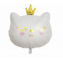 Folieballong vit katt prinsessa med guld krona