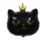 Folieballong svart katt prinsessa med guld krona